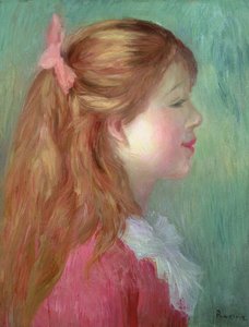 Menina jovem, com, cabelo longo, em, perfil, 1890