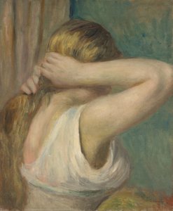 Rapariga com os braços levantados, c.1895 (óleo sobre tela) de Pierre Auguste Renoir