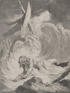 Lazarille em seu retorno da Índia naufraga..., ca. 1717-60. de Pierre Aveline