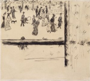 Boulevard des Batignolles, c.1896-8 (pincel e tinta preta no papel) de Pierre Bonnard