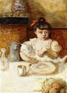 Criança e gatos; Enfant et Chats, c.1906 (óleo sobre tela) de Pierre Bonnard
