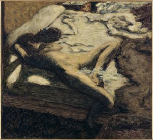 Mulher dormindo em uma cama, ou o indolente de Pierre Bonnard