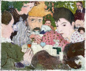 Garden Tasting, c.1891 (óleo, caneta e tinta preta sobre lápis na tela) de Pierre Bonnard