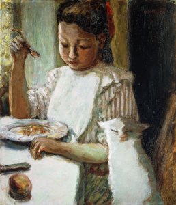 Criança e gato; L&39;Enfant au Chat, c.1906 (óleo sobre tela) de Pierre Bonnard