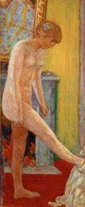 Menina nua em frente à lareira