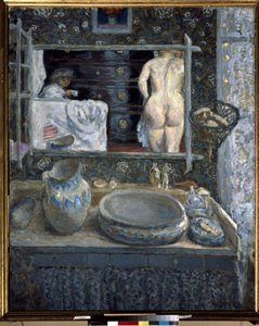 Espelho acima de um lavatório de Pierre Bonnard