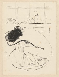 Mulher nua agacha-se na banheira e lava-se Le Tubo de Pierre Bonnard