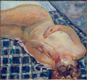 Nude deitado, branco e azulejo fundo