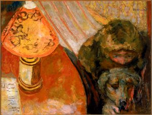 Pintura de um interior iluminado por lamplight de Pierre Bonnard