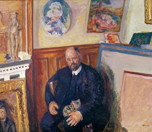 Retrato de Ambroise Vollard (1868-1939) com seu gato, c.1924 de Pierre Bonnard