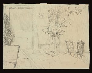 Vaso de flores na sala de jantar do Le Cannet de Pierre Bonnard