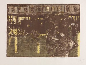 Rua à noite na chuva de Pierre Bonnard