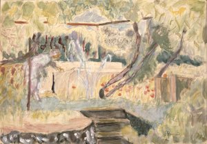 Estudo para mulher em um jardim (wc e lápis) de Pierre Bonnard