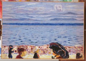 A praia, mar azul, c.1930 de Pierre Bonnard