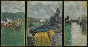 O Hipódromo de Longchamp As corridas em Longchamp. Tríptico, 1897 de Pierre Bonnard