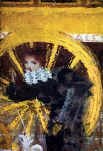 A Jovem Onibus e o seu cão perto das rodas de uma carruagem. Pintura de Pierre Bonnard (1867-1947) 1895 Coleção Vicomtess de Maublanc de Pierre Bonnard