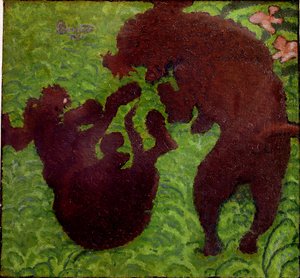 A perdiz Dois cães a brincar na relva. Pintura de Pierre Bonnard (1867-1947) Coleção Particular de Pierre Bonnard