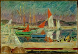 Veleiros no porto de Saint-Tropez de Pierre Bonnard