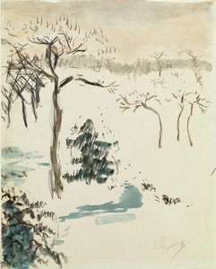 Paisagem de Inverno, 1910 (wc e lápis sobre papel) de Pierre Bonnard