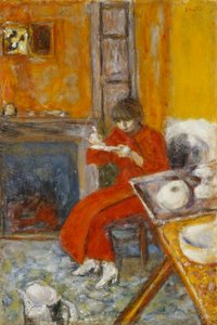 Mulher de vestido vermelho; Mulher de roupão vermelho de Pierre Bonnard