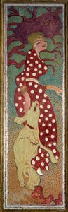 Mulher no vestido com bolinhas brancas Pintura de Pierre Bonnard (1867-1947) 1891 Dim. 1,6x0,48 m Paris, musee d