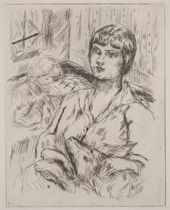 Mulher com Cão, ilustração de "Dingo" de Octave Mirbeau de Pierre Bonnard