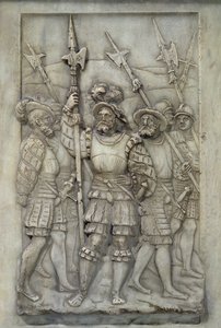 Halberdiers, detalhe do túmulo de François I e Claude de France, encomendado em 1548 (mármore)