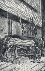 Mestres da propriedade: montagem de cenários antes do espectáculo Gravação de "Excursion a travers les metiers" de Pierre Calmette Private Collection