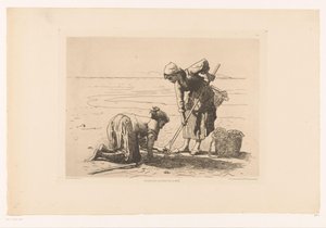 Pescadores no Litoral Pecheuses au bord de la mer. (título no objeto) de Pierre Celestin Billet