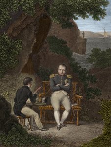 NAPOLEON I (1769-1821) No exílio em Santa Helena - Napoleão dita suas memórias a Emmanuel Pons de Las Cases (1800-1854) filho de Emmanuel de Las Cases - Napoleão a Santa Helena (Santa Helena): Ele dita ao jovem Las Cases as notas a serem usadas para escrev de Pierre Charles Bacquoy