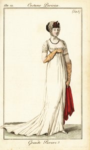 Mulher em traje formal desenhada na Ópera, Paris