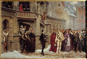 Encontro entre Henrique III Rei de França (1551 - 1589) e Henrique I de Lorena, Duque de Guise chamado Balafre de Pierre Charles Comte