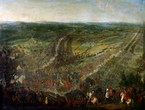 Guerra da Liga de Augsburg: "Batalha de Fleurus ganha pelo marechal de Luxemburgo contra as armas de uma coligação das Províncias Unidas (Províncias Unidas), dos Impérios, da Espanha e da Grã-Bretanha, em 1/07/1690" Pintura atribuída a Pierre Denis de Pierre Denis (attr.to) Martin