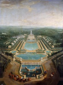 Vista geral do castelo e jardins em Marly, por volta de 1724