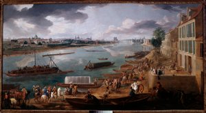 Vista de Paris, tirada do Quai de la Rapee em 1716 Pintura de Pierre Denis Martin (1663-1742) 1716 Sol. 1,7x3,15 m Paris, Musee Carnavalet