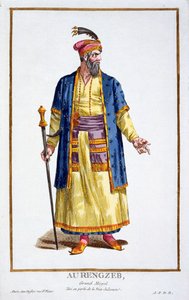 Aurengzeb, Grande Khan das Hordas Mongol da Colecção de Estampas, representando Cordilheiras e Dignitas, seguindo o Fato de Todas as Ações Existentes, publicado em 1780 (gravura colorida à mão) de Pierre Duflos