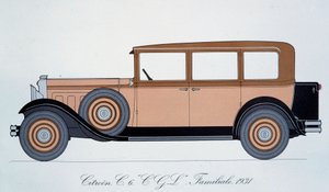 Placa representando o carro da família Citroen de 1931 de Pierre Dumont