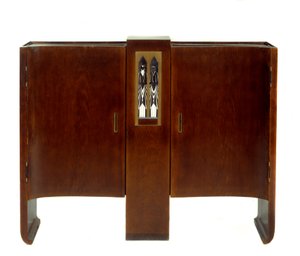 Art Nouveau: gabinete de apoio feito em carvalho, metal e marfim por Pierre legrain (1889-1929)