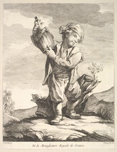 Garotinho segurando um navio, do Premier Livre de Figuras após as porcelanas da M ..., 1757.