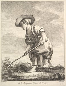 Menina fazendo trabalho agrícola, do Primeiro Livro de Figuras das porcelanas do M ..., 1757.