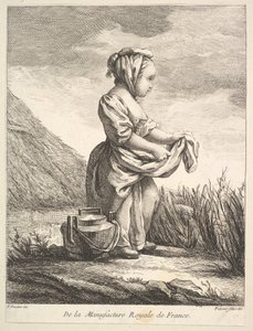 Menina com uma embarcação aos pés, do Premier Livre de Figuras daprès les porcelain ..., 1757.