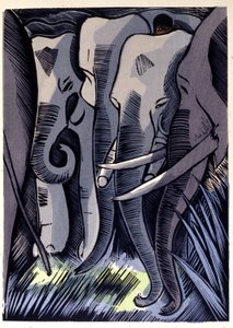 Mogli se esconde nas costas de elefantes. Rudyard Kipling “O Livro da Selva” de Pierre Falke