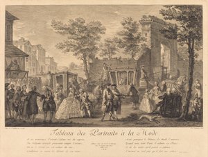 Mesa de retratos da moda de Pierre Francois Courtois after Augustin de Saint Aubin