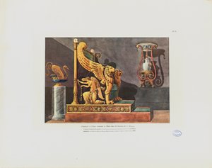 Poltrona e vaso na casa de CD, de &39;Coleção de decorações de interiores, incluindo tudo o que se refere ao mobiliário&39;, publicado Paris, 1801