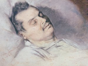 Honoré de Balzac (1799-1850) em seu leito de morte, 15 de agosto de 1850 (pastel e giz sobre papel)
