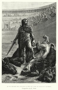 O Rei Separe Des Epaules La Tete Du Lion Et celle Du Taureau (gravura)