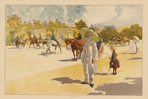 No portão do Bois de Boulogne, Paris (litografia a cores) de Pierre Georges Jeanniot
