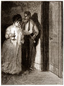 "Boule de Suif": Elisabeth Rousset recusa-se a dormir com Cornudet, início do século XX (ilustração) de Pierre Georges Jeanniot