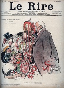 O brinde de Otto Von Bismarck - desenho de Pierre Georges Jeanniot (1848-1934) para "Le Rire" de 19 de Março de 1898