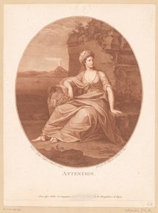 Figura feminina antiga na paisagem vulcânica Atenção. (título no objeto) de Pierre Guillaume Alexandre Beljambe